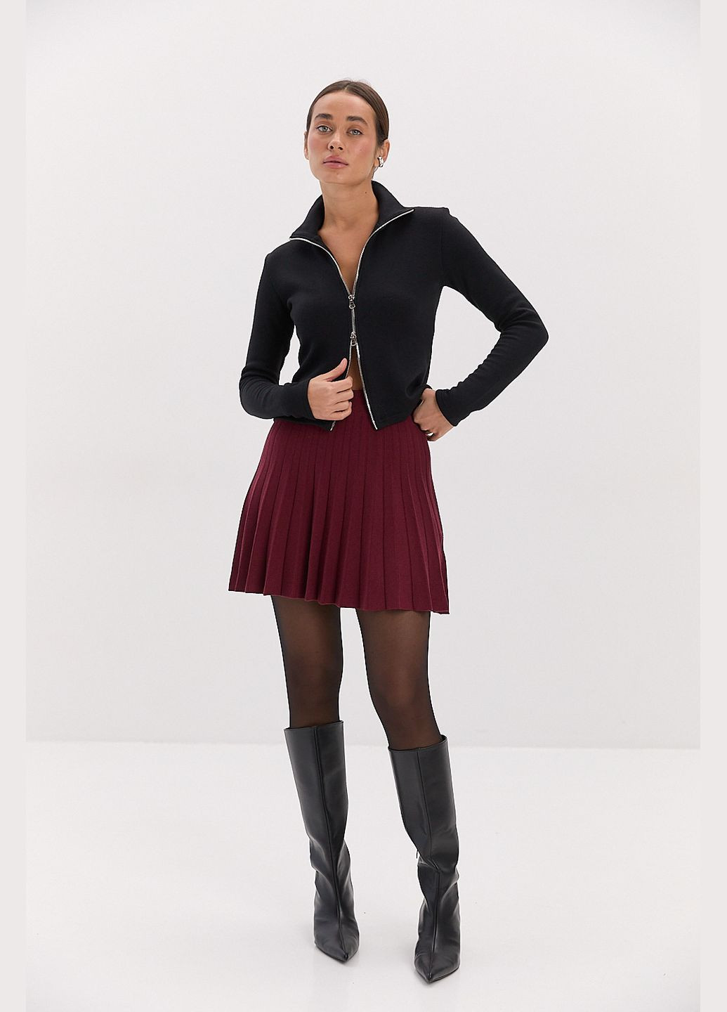 Коротка спідниця в складки темно-синя Arjen (314901610)