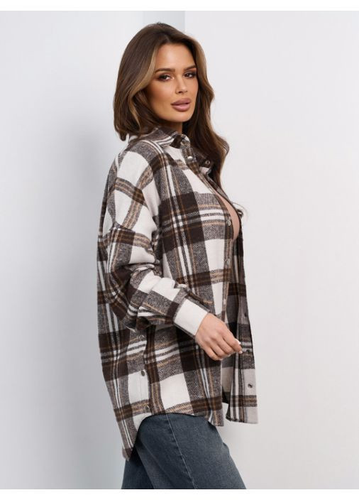 Светло-коричневая повседневный, классическая, кэжуал рубашка в клетку No Brand с длинным рукавом