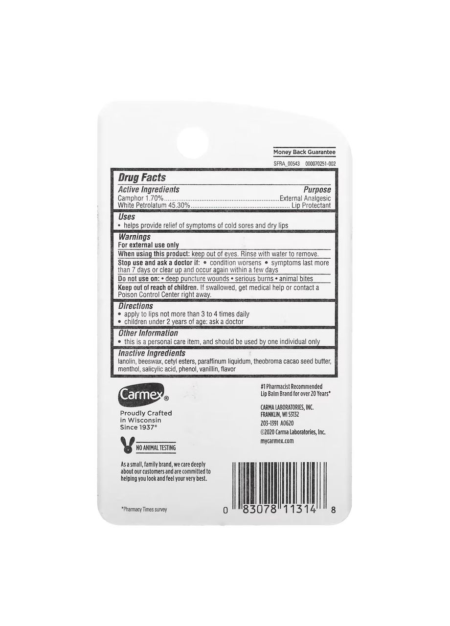 Бальзам для губ, класичний, лікувальний, 10 г Carmex (314524154)