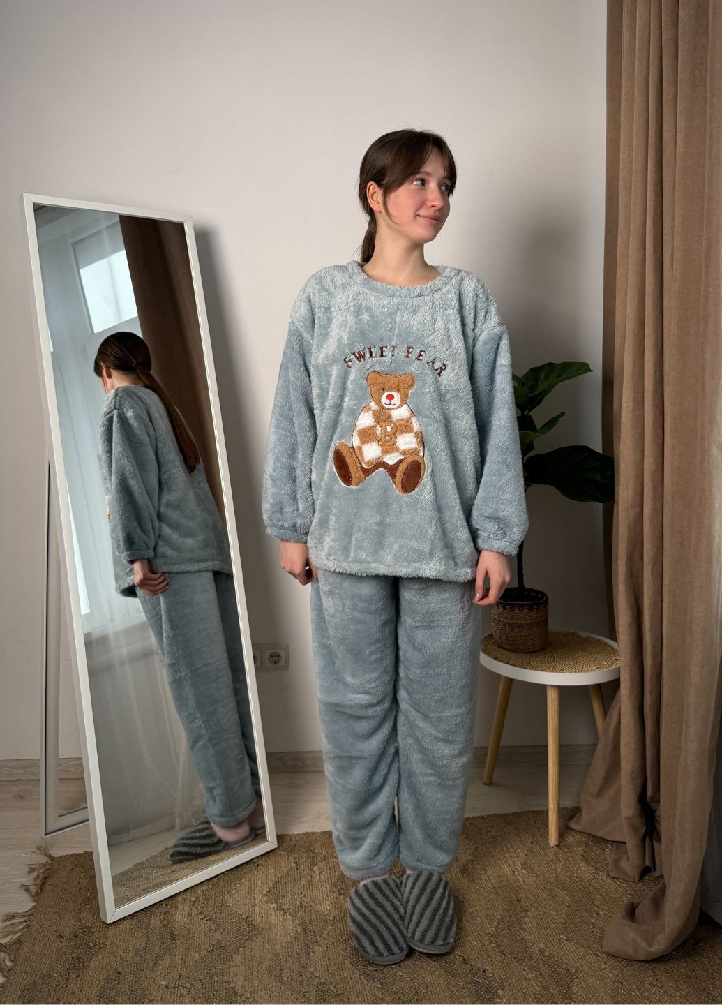 Блакитна всесезон тепла піжамка колекції "враження"(кофтинка, штани) VIDCHUY