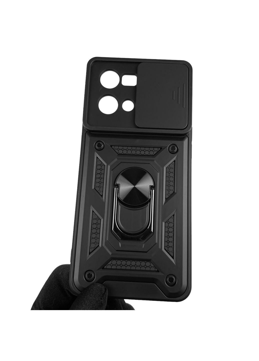 Чохол для Reno 7 4G броньований з кільцем зі шторкою на камеру на оппо рено 7 4 г чорний rg1 Oppo (366019072)