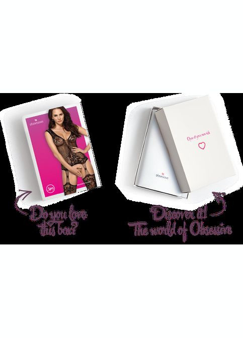 Бодистокинг Bodystocking F221, силуэтный цветочный рисунок, имитация чулок Obsessive (297571832)