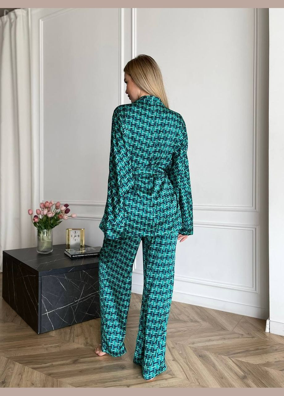 Женский шелковый костюм в пижамном стиле оверсайз. No Brand (323167380)