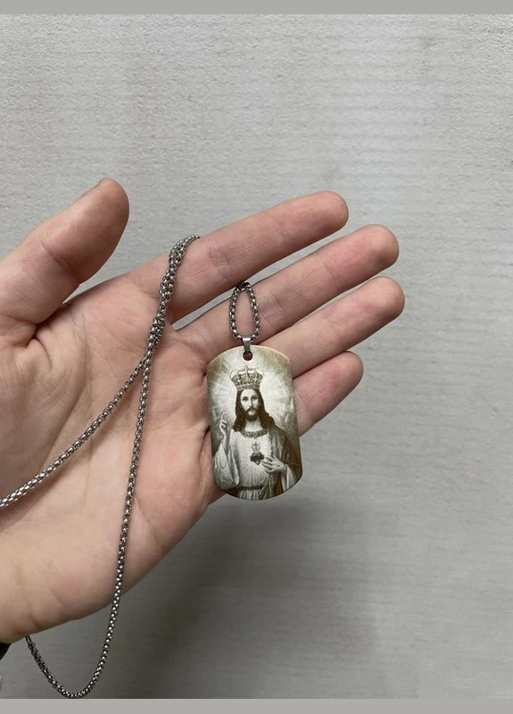 Жетон на шию з іконою Ісуса ланцюжок нержавіюча сталь 60см (524) No Brand (380682364)