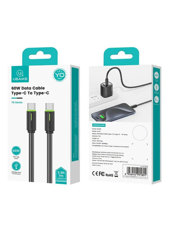 Кабель USB Type-C до USB Type-C / Провід шнур юсб тайп сі на юсб тайп сі для швидкої зарядки та передачі даних 1м USAMS (360631743)