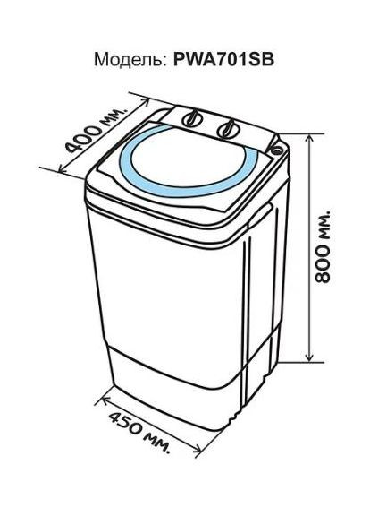 Пральна машина напівавтоматична PWA 701 SB,, 7 кг, 1 програма, 300 об/хв, клас енергоспоживання/прання - A, 80x40x45 см PRIME TECHNICS (329997320)