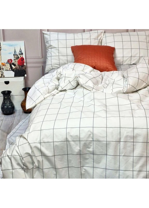 Постільна білизна Тартан білий Ранфорс Сімейна 560794-4 MERISET (376314956)