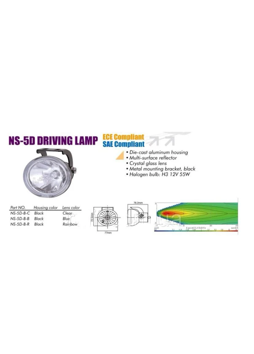 2шт. Фари дод. SIRIUS NS-5 D-C H3/12V/55W/77*73мм Taiwan Regal (401898666)