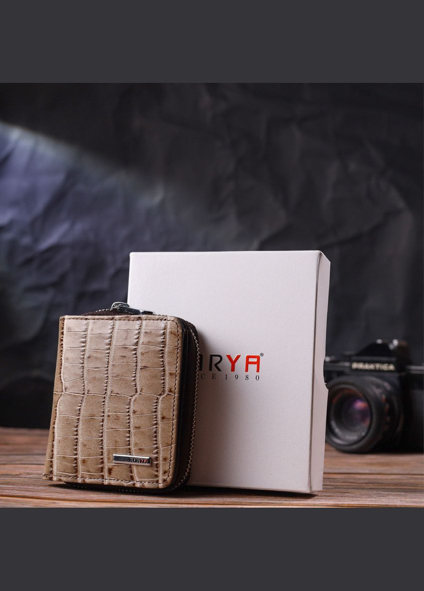 Фактурный женский кошелек с монетницей из натуральной кожи с тиснением под крокодила 21413 Karya (329151918)