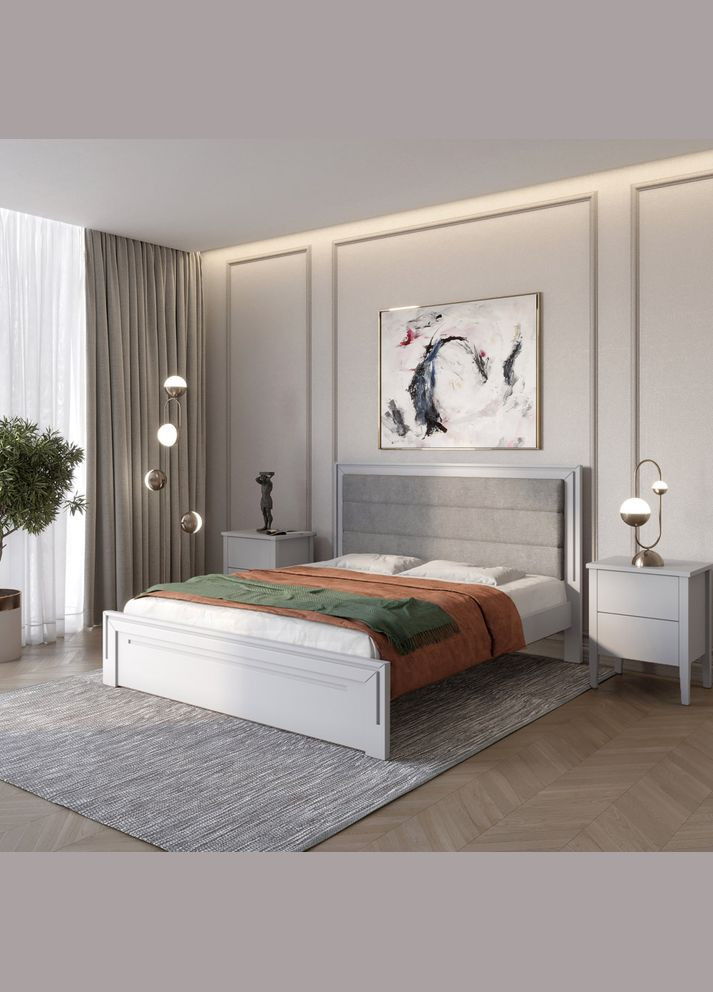 Полуторне дерев'яне ліжко Торонто Т5 (RAL7040)/Аляска 93 (сірий) 120х190 см (MBG-9053) Mebigrand (366084308)