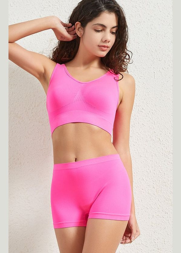 Рожевий демісезонний жіночий комплект білизни топ і трусики шорти honey fashion accessories l/xl блакитний (2-174) No Brand