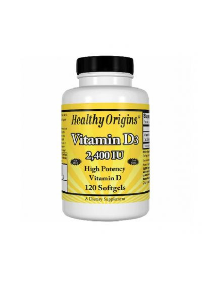 Вітамін Д3,, 2400 МЕ, 120 капсул (HOG15305) Healthy Origins (266799032)