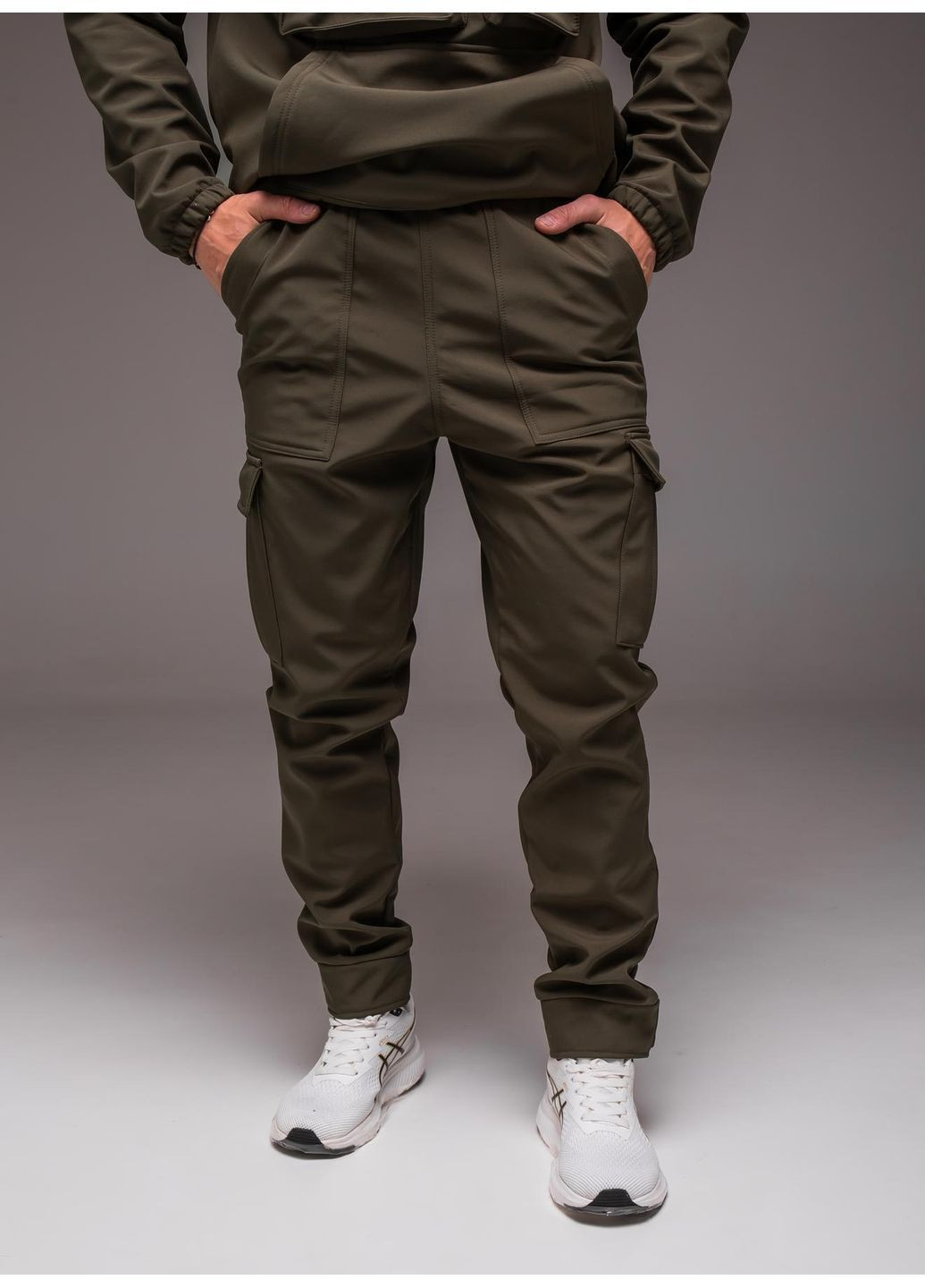 Хаки повседневный демисезонные джоггеры брюки No Brand