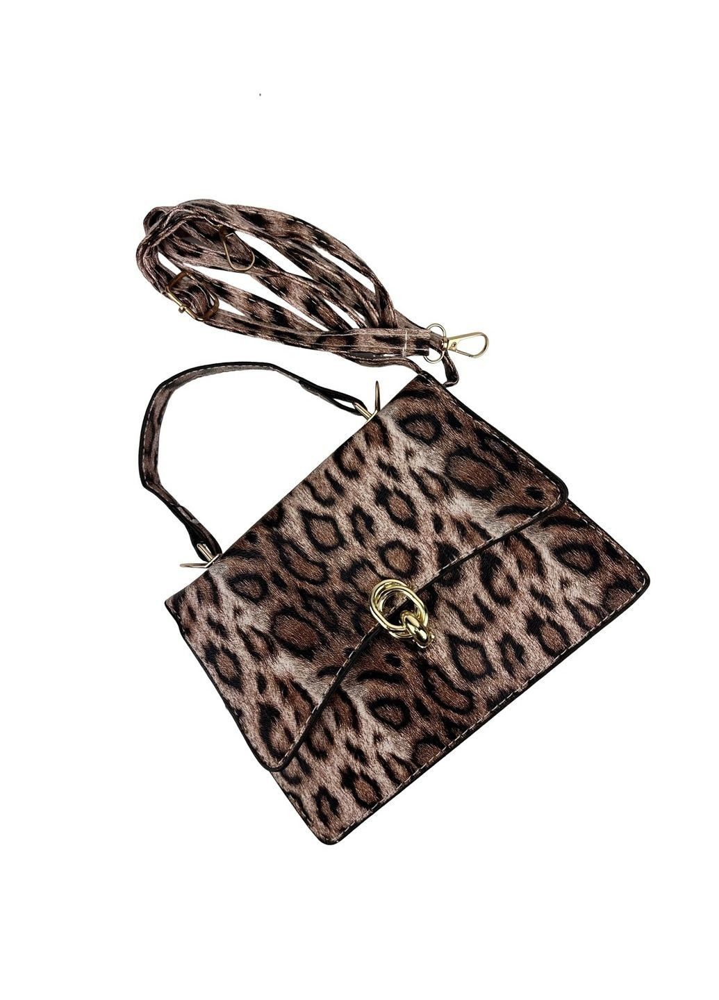 Женская сумка каркасная кроссбоди через плечо из экокожи с клапаном Леопардовая RoyalBag P1-369-9075 (331879749)