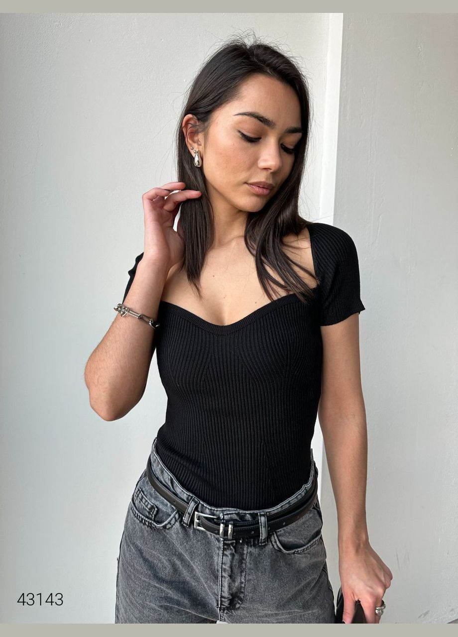 Черный демисезонный джемпер женский с короткими рукавами джемпер Liton