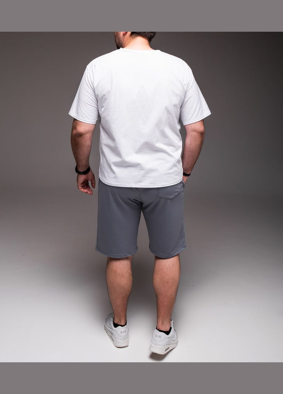 Біла 2 в 1 футболка + шорти великі розміри бавовна 100% No Brand