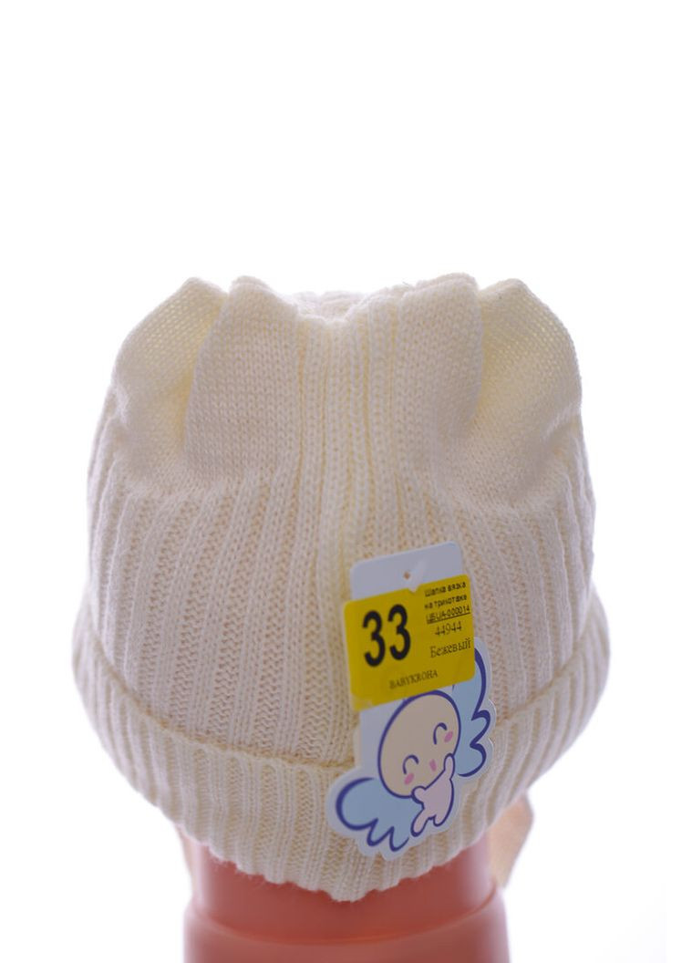 Шапка вязкая на трикотаже Kraft с узором молочная 1м+ (44944) BABYKROHA (323469571)
