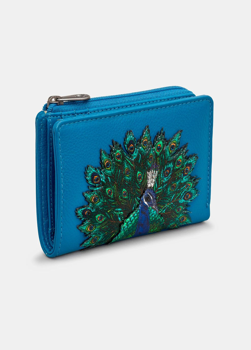 Жіночий шкіряний гаманець Y1275 Peacock Plume (Petrol Blue) Yoshi (342112123)