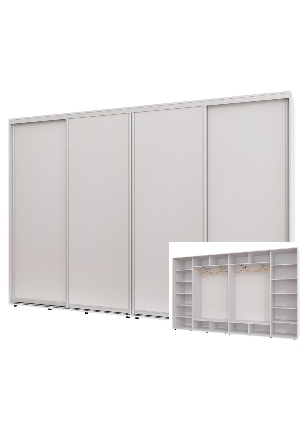 Шафа-купе чотиридверна 350*45*240 см Білий 4 двері ДСП ШК-02 Алекса (360454628)