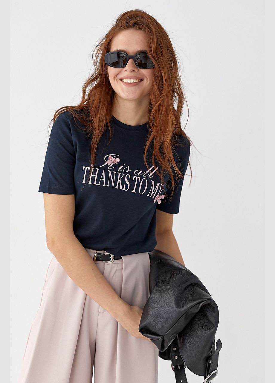 Футболка з написом та бантами Lurex - (333339878)