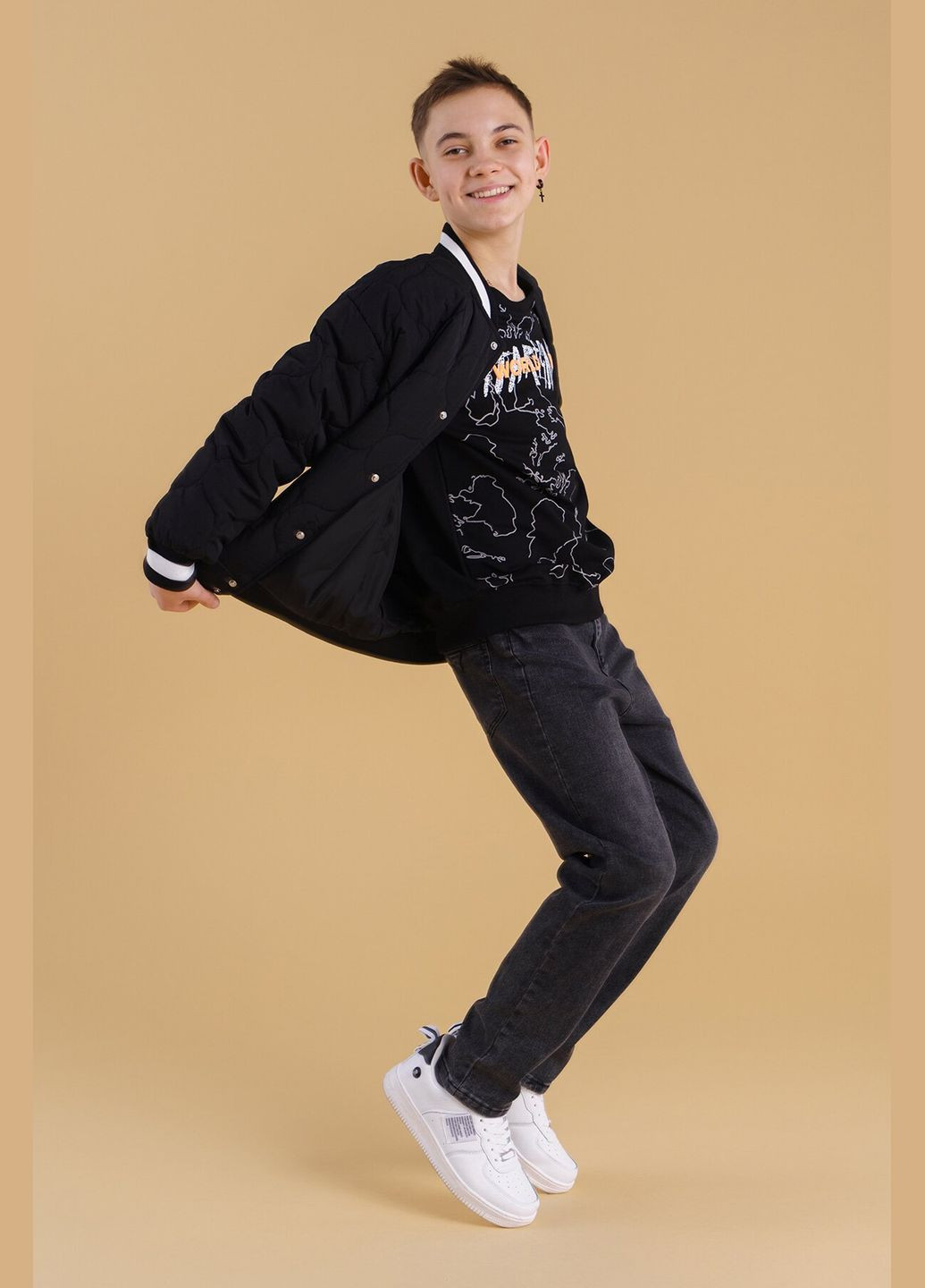 Черная демисезонная куртка для мальчика 30326 146 см черный (2000990368706d) shop (2000990368706) XZKAMI