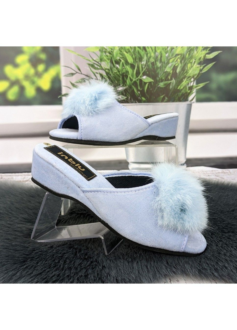 Светло-голубые тапочки домашние Inblu