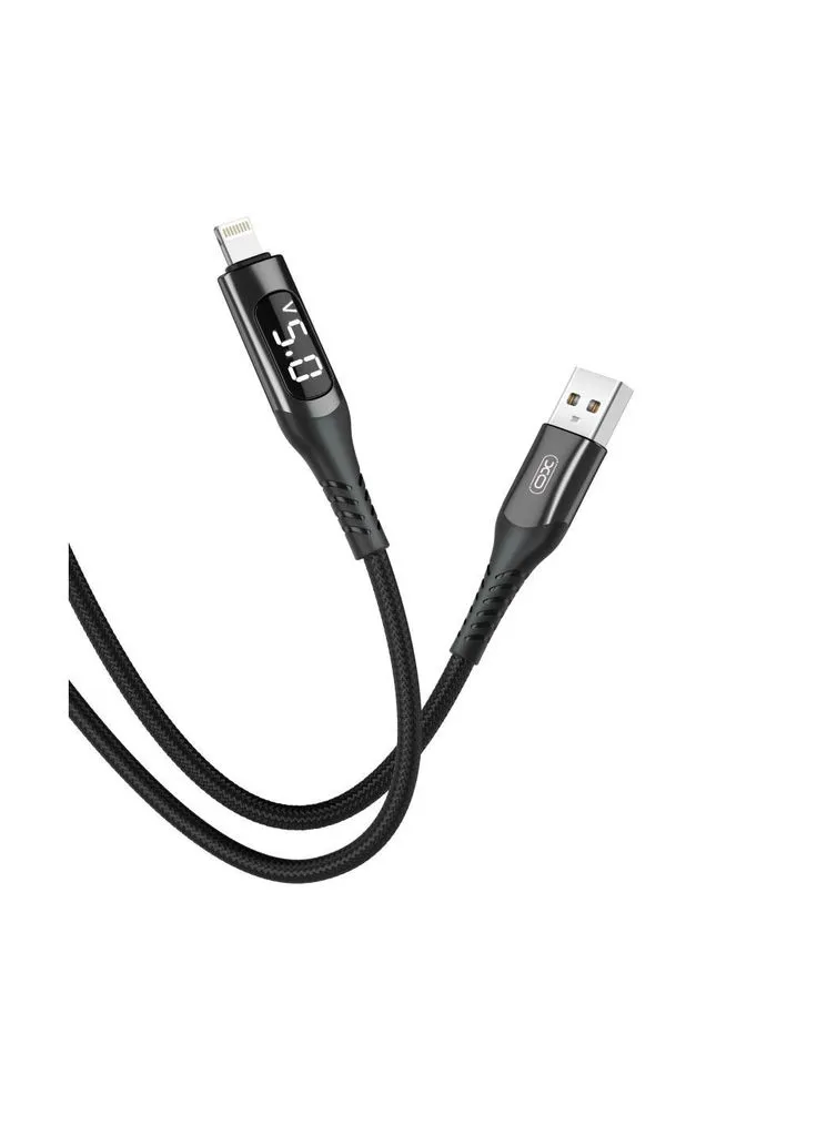 Дата кабель USB 2.0 AM to Lightning 1.0m 2.4A LED black (NB162-L-1-BK) XO (382069132)