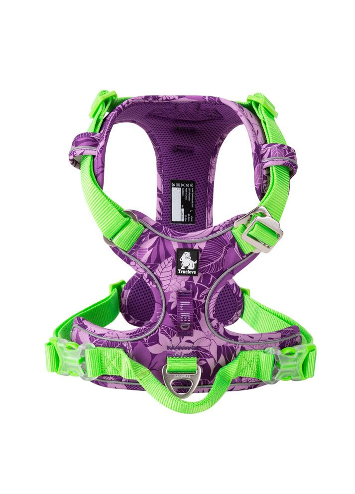 Шлея для собак Tropical, регулируемая светоотражающая нейлоновая шлея, Фиолетовый L (69-81см) Truelove (299915373)
