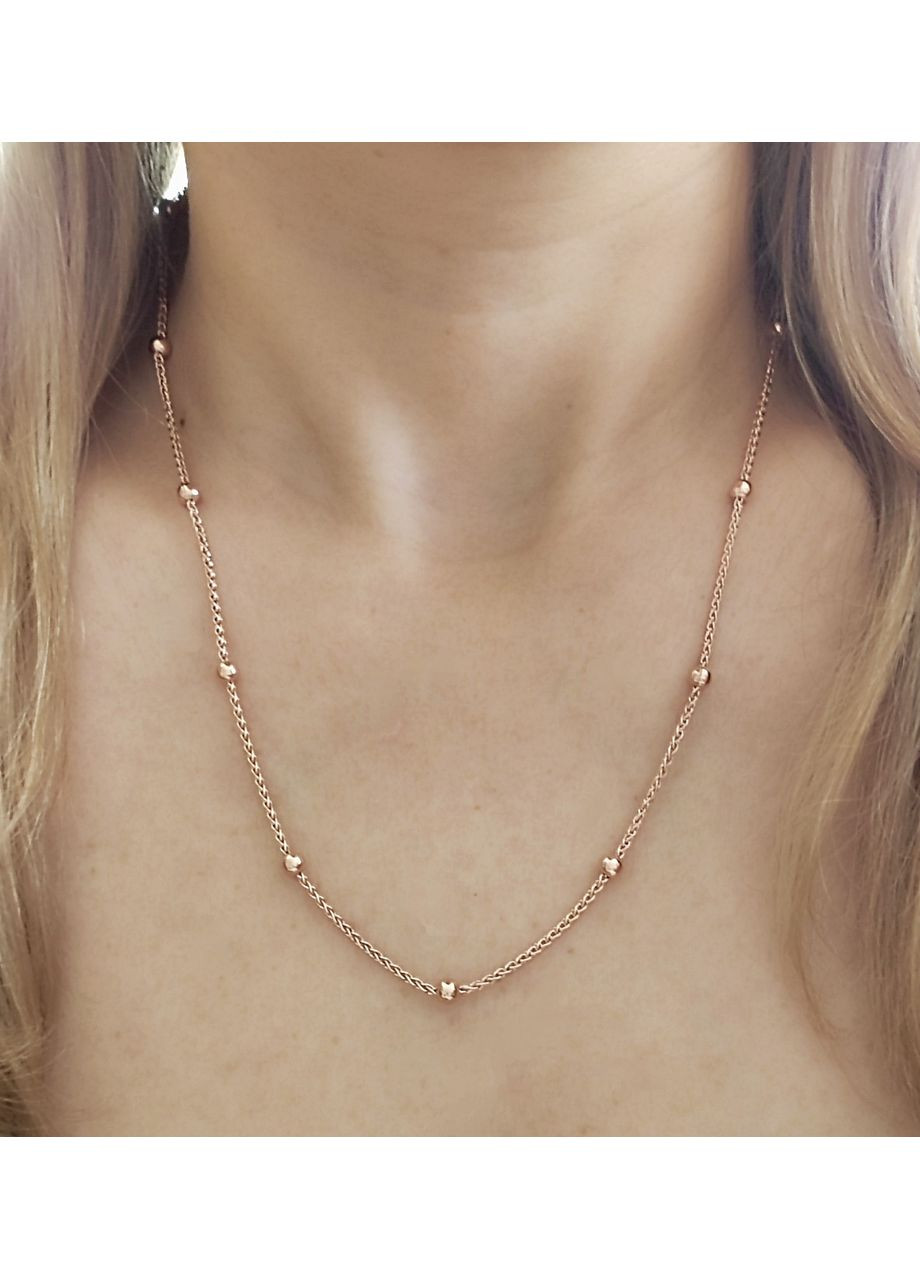 Срібний ланцюжок 925 проби в позолоті з кульками 45 см No Brand (366882886)