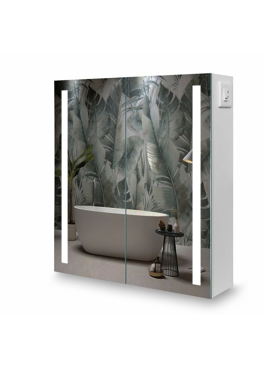 Зеркальный двухстворчатый шкаф в ванну G13-60 с LED подсветкой (полоса). Seria A (372113691)