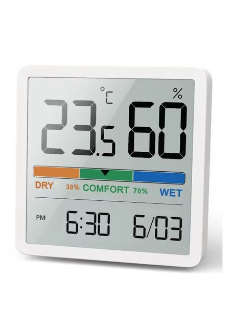 Термометр, гігрометр, годинник компактний з підставкою та магнітом. Термогігрометр. No Brand (319847346)