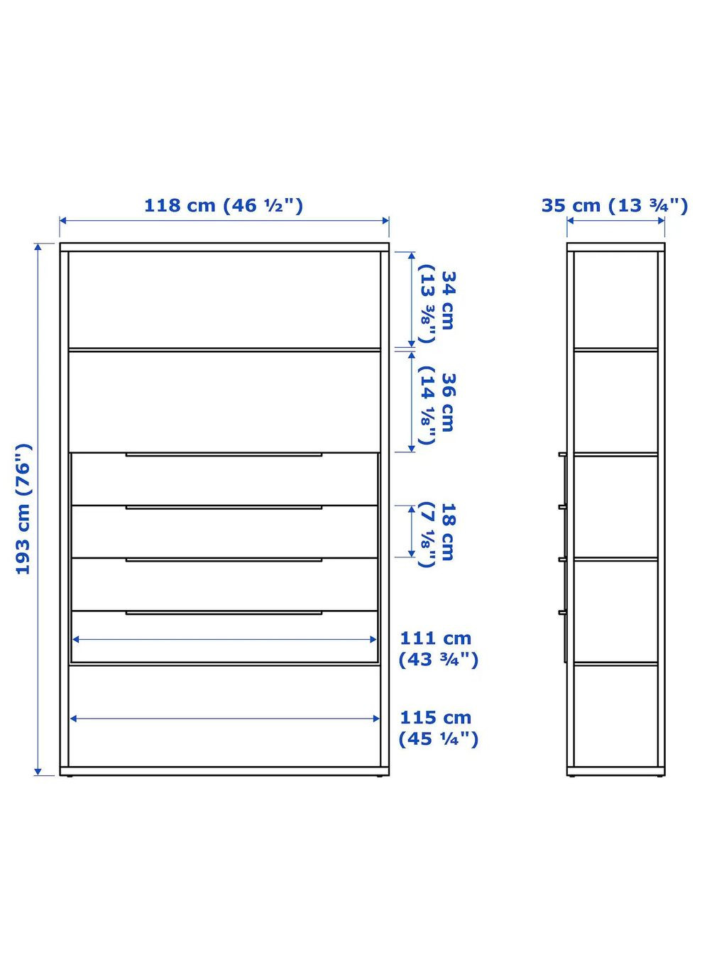 Стелаж з ящиками ІКЕА FJALKINGE 118х35х193 см (s99932540) IKEA (278406108)
