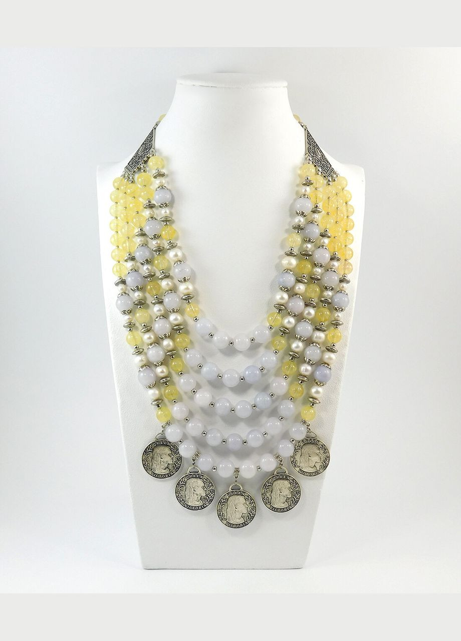 Намисто "Сяйво мрій" Перли, Аквамарин, Цитрин Fursa fashion (322414986)