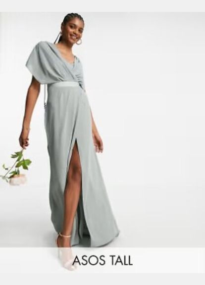 Оливкова святковий сукня Asos однотонна