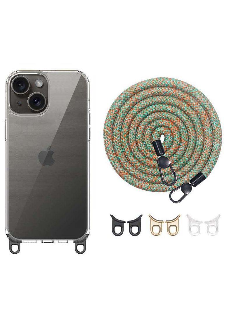 Прозорий силіконовий чохол з ремінцем на Apple iPhone 15 (6.1") Epik (298876298)