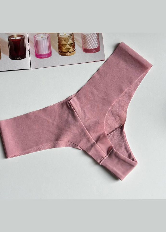 Трусики-стринги женские бесшовные PINK No-Show Thong Panty пудровые Victoria's Secret (314768739)