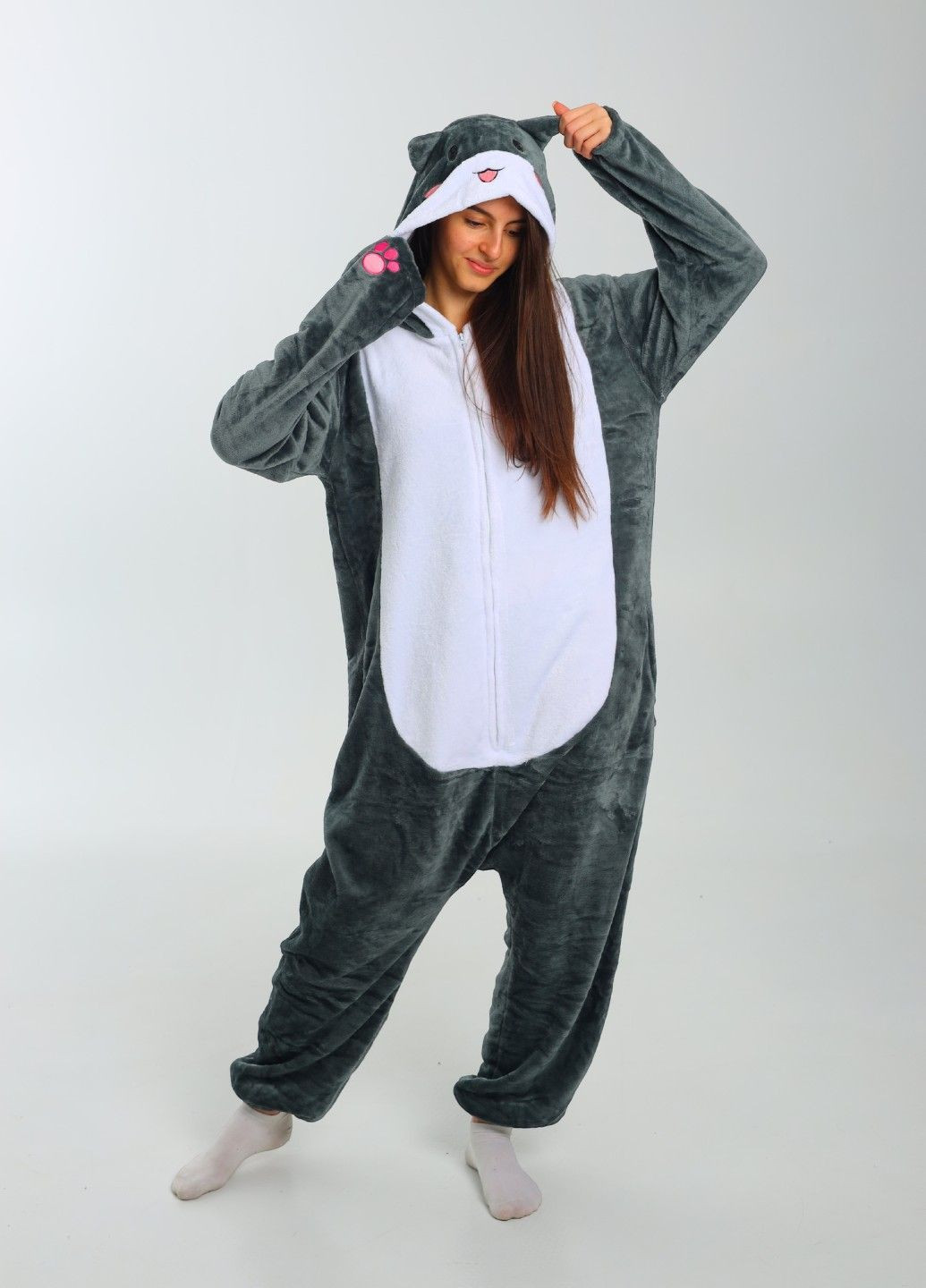 Кігурумі піжама аніме Хом'як жіноча сіра плюшева Lalapka (368670404)