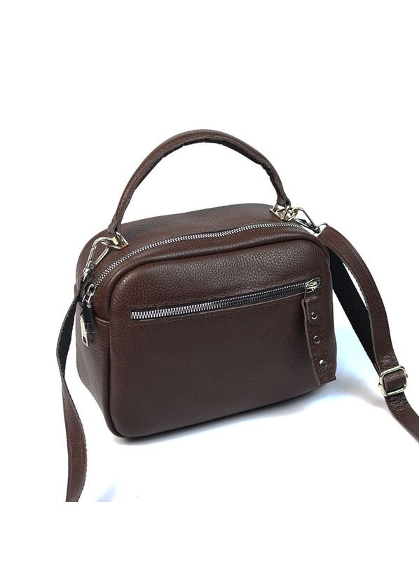 Коричневая маленькая женская молодежная кожаная сумочка кросс-боди через плечо Serebro (315370737)