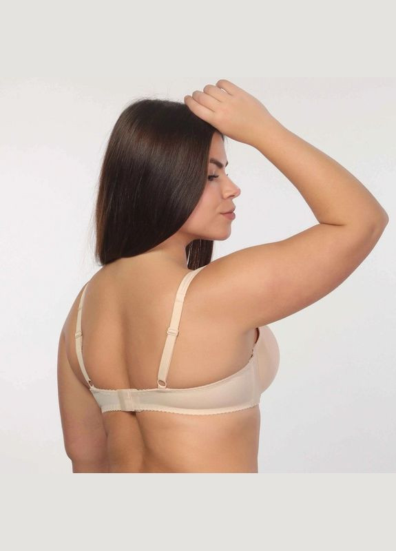 Бежевый балконет бюстгальтер балконет на поролоне. Elita с косточками