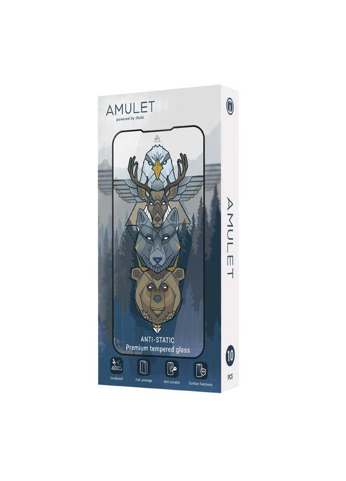 BOX 10 шт Защитное стекло AMULET 2.5D HD Antistatic for iPhone 12 Pro Max Черный iNobi (389370248)