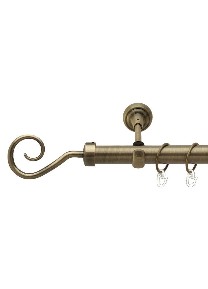 Карниз Крюк металлический однорядный открытый гладкая труба Антик 25 мм 300 см (4223957) ORVIT (300844397)