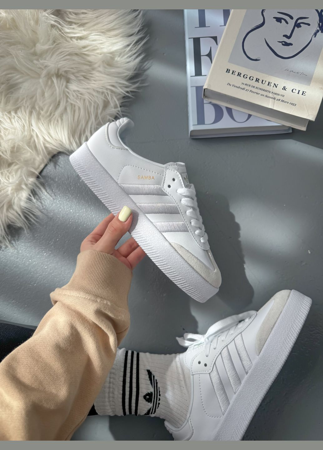 Кроссовки женские и мужские Adidas Samba XLG White | Адидас Самба XLG белые No Brand белые демисезоны (347640471)