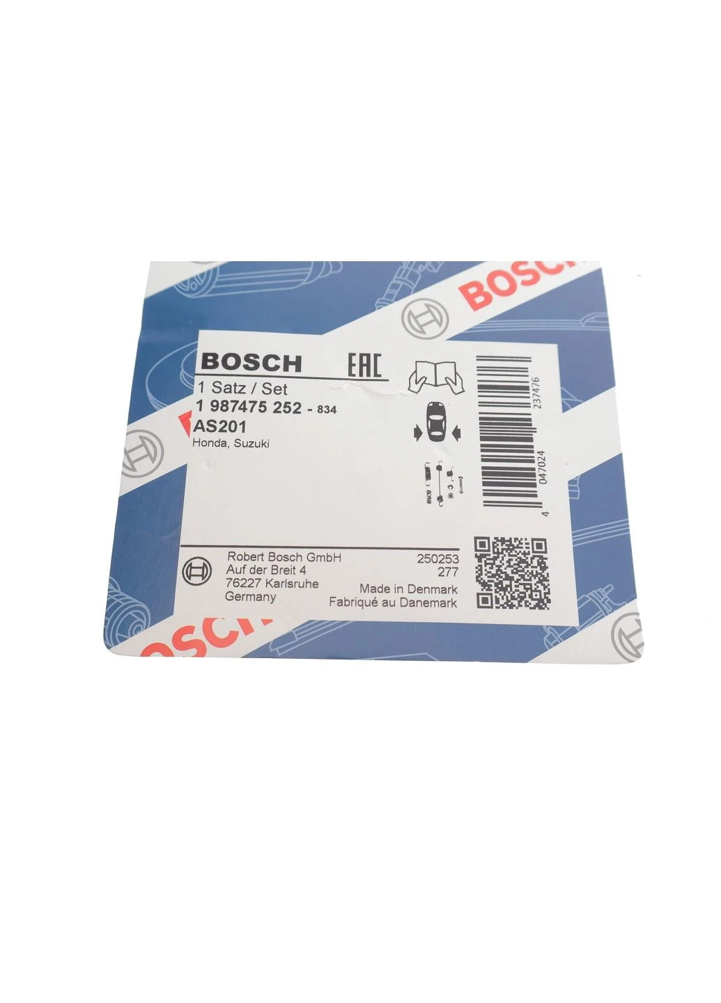 Монтажний к-кт гальмівних колодок HONDA HR-V; SUZUKI JIMNU 1 987 475 252-ua Bosch (366276058)