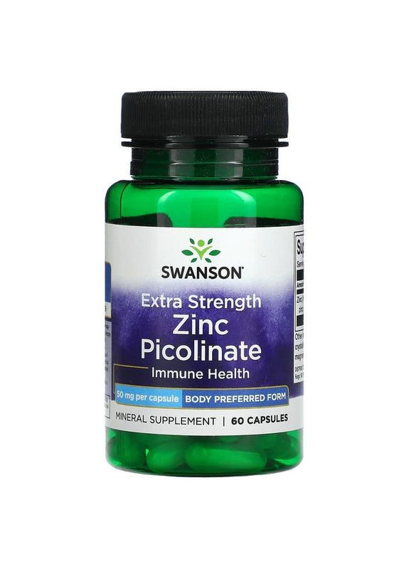 Цинк піколінат 50 мг Zinc Picolinate для підтримки імунітету 60 капсул Swanson (280926755)