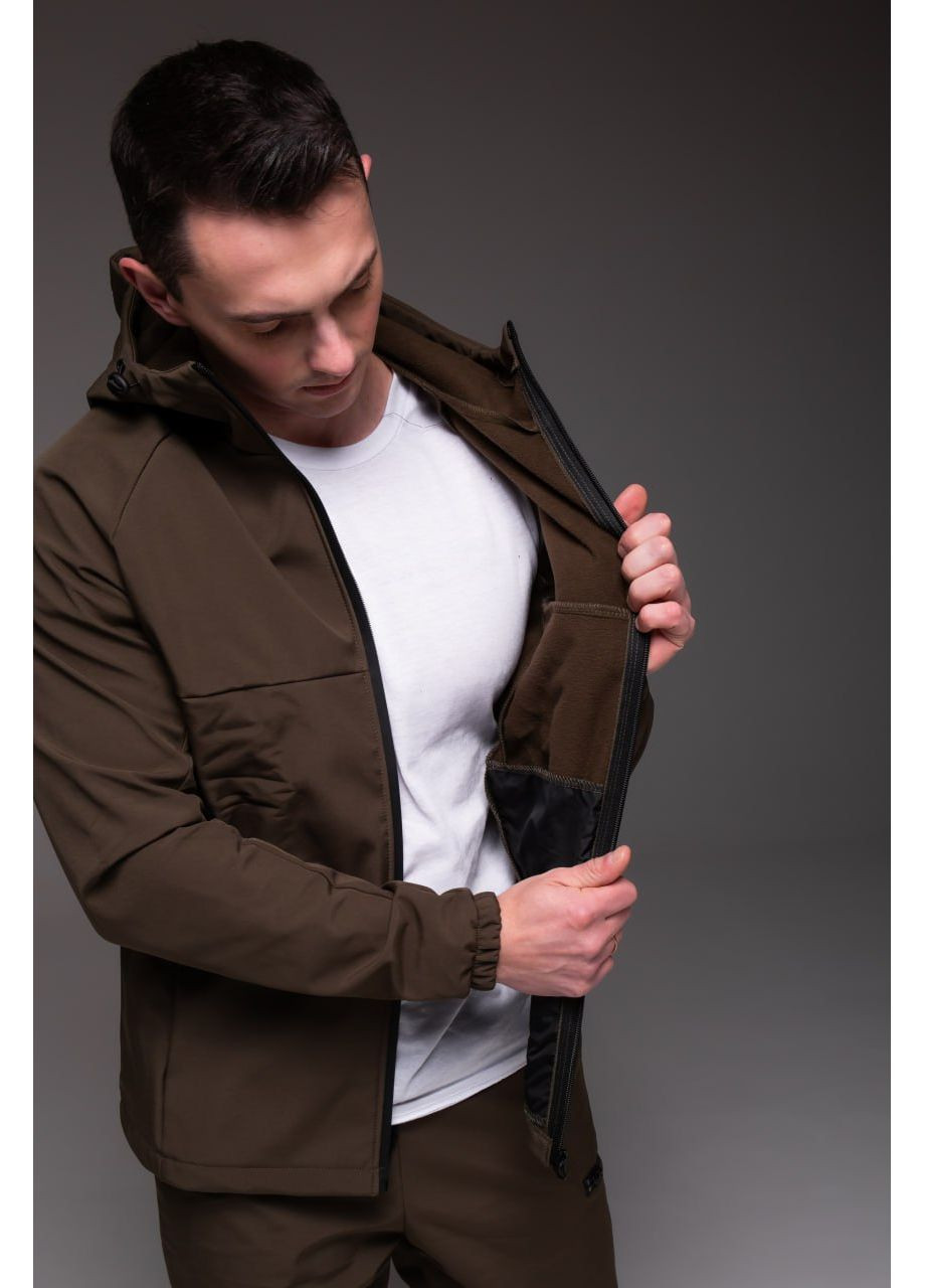 Оливковый (хаки) демисезонный костюм мужской утепленный куртка + брюки брючный No Brand