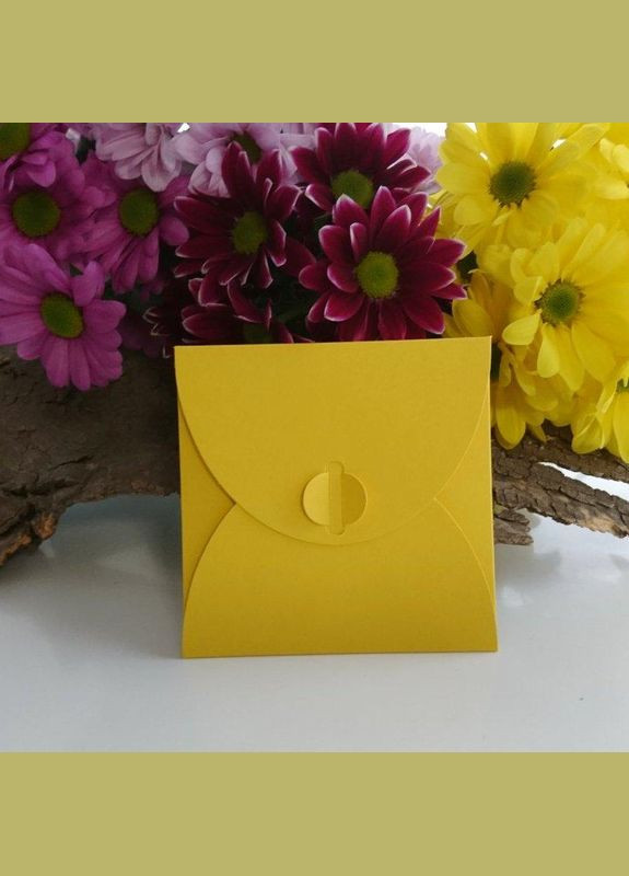 Подарунковий конверт 100х100 мм з кольорового дизайнерського картону Жовтий No Brand (326063614)