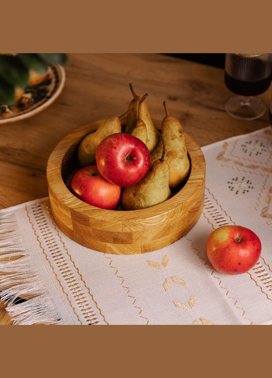 Дерев'яна миска для подачі 22 см глибока з дуба No Brand (351346580)