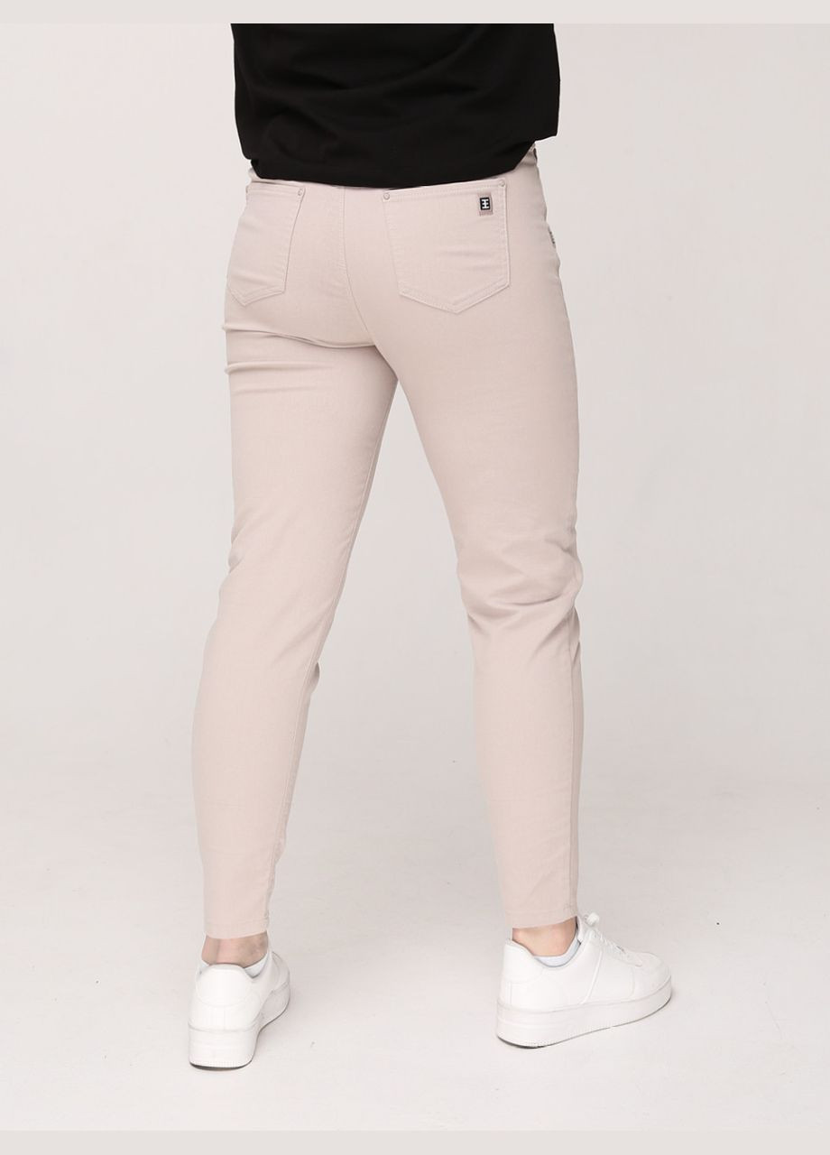 Брюки женские бежевые МОМ тонкие на кулисах большой размер Estensivo MOM (290254890)