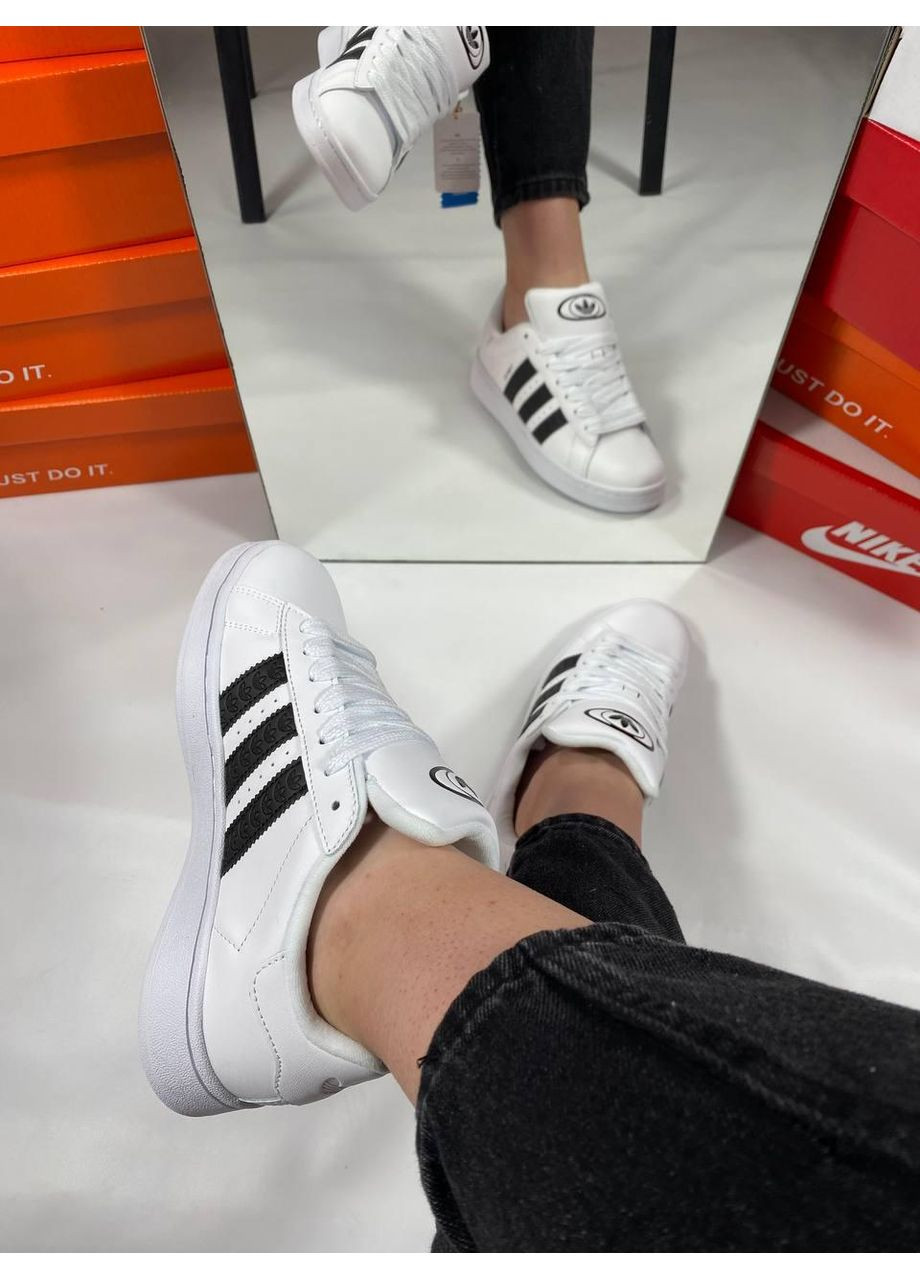 КРОССОВКИ ЖЕНСКИЕ ADIDAS CAMPUS 00S WHITE BLACK АДИДАС КАМПУС No Brand чёрные демисезоны (368862391)