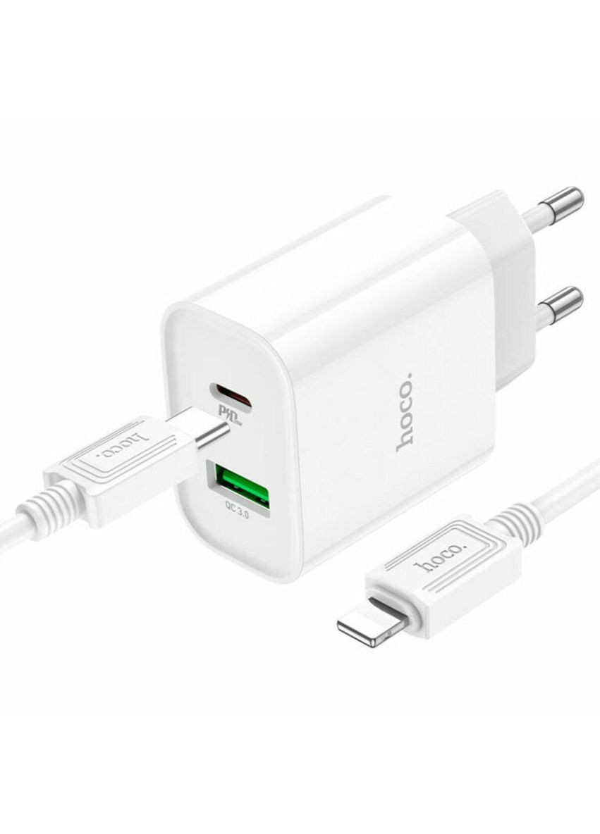 Блок для зарядки быстрой зарядки C80A Plus PD20W+QC3.0 с кабелем Lightning в комплекте Hoco (367724246)